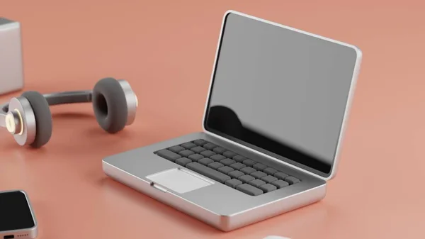 Dizüstü bilgisayar tasarımı. 3B illüstrasyon