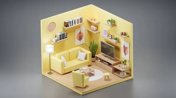 Oturma odası izometrik iç