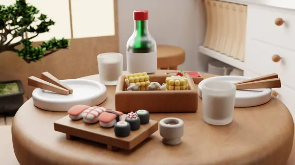 Oturma odası izometrik iç mekan 3D