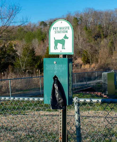 Dog waste station with black bags