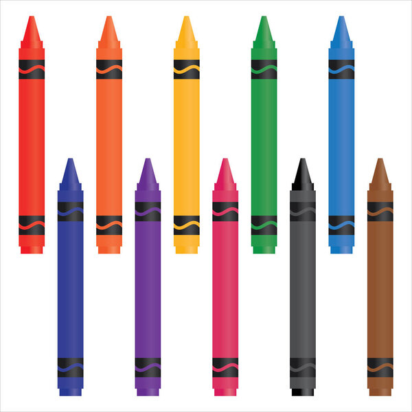 Vector illustration of crayons in a variety of colors