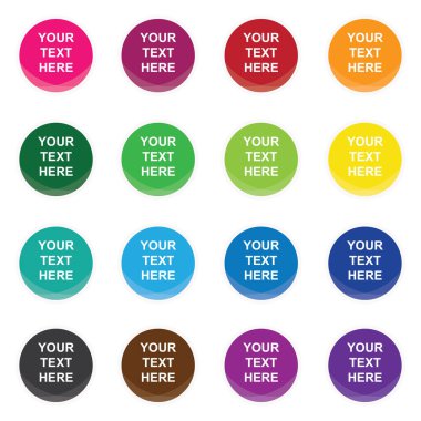 Web siteleri, sunumlar veya e-postalar üzerindeki metinleriniz için 3B parlatıcı etkisi olan her renkte yuvarlak vektör çemberi mühürlenir