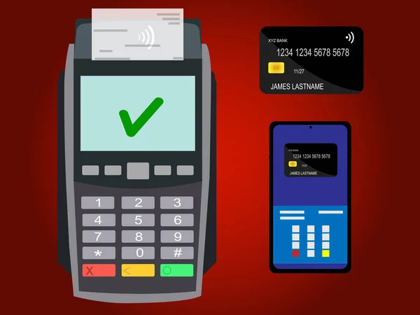 Máquina Cartão Smartphone Cartão Crédito Ilustração Vetorial Máquina Cartão Telefone — Vetor de Stock