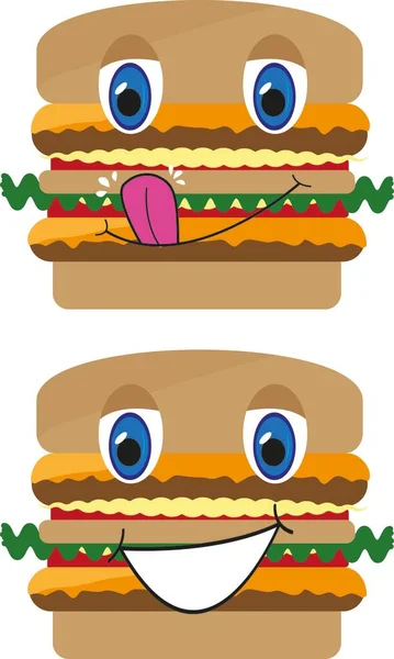 Grappige Cartoon Met Fast Food Vector Illustratie — Stockfoto