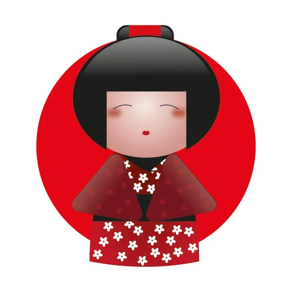 Dibujo Vectorial Muñecas Kokeshi Elegante Delicado Perfecto Para Proyectos Culturales — Vector de stock