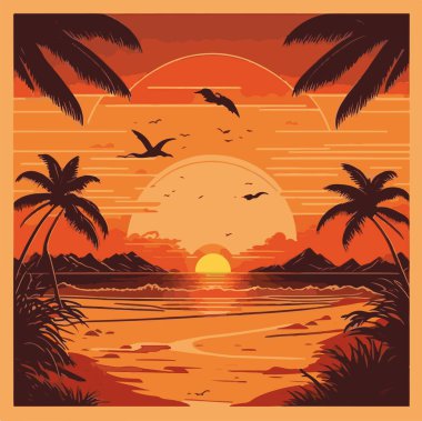 Sunset Vintage - Bu büyüleyici görüntüde klasik tarzda günbatımının güzelliğini yakalayın. Nostaljik temalar, duvar sanatı ve retro tasarımlar için mükemmel. Sıcaklık ve sükunet yayar.