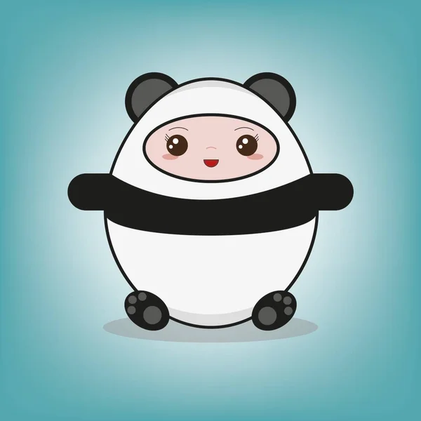 Zázrak Tento Rozkošný Vektorový Obraz Dítěte Oblečeného Jako Panda Medvěd — Stockový vektor