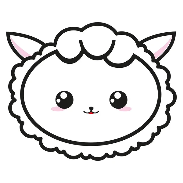 Kawaii Sheep Cute Delicate Charming Smile Soft Fur Ideal Decorating — Stock Vector