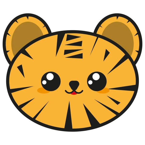 Χαριτωμένο Και Χαρούμενο Τίγρη Kawaii Ζωντανά Χρώματα Και Μια Σαγηνευτική — Διανυσματικό Αρχείο
