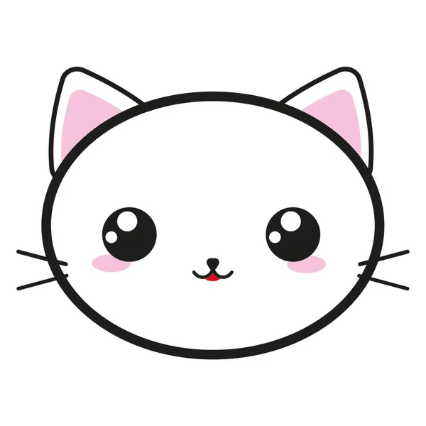 Kawaii 고양이 귀엽고 장난기있고 표현하는 과부드러운 가지고 아이들의 문구류 관련된 — 스톡 벡터