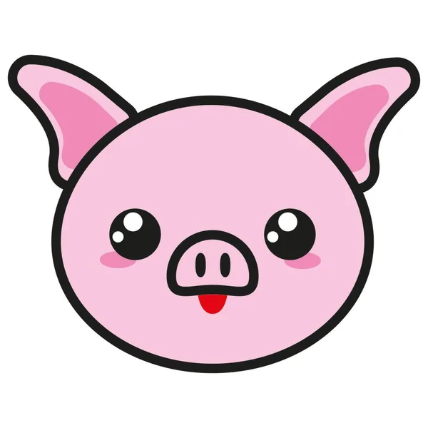 Kawaii Piggy Small Charming Friendly Rosy Face Ideal Illustrating Party — Stock Vector