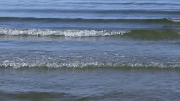 Quiet Weather Sea Small Waves Roll Sandy Shore Frontal Movement — Stock video