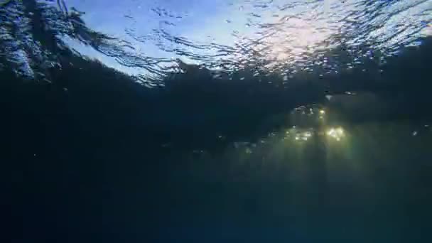 Berkedip Kedip Sinar Matahari Melewati Riak Permukaan Air — Stok Video