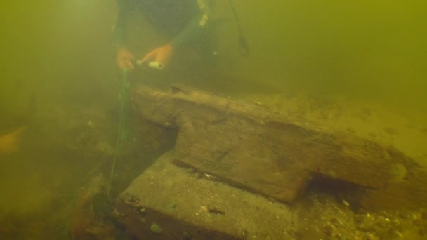 Underwater archaeological research in the Dnieper river. — стокове відео