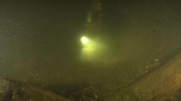 Underwater archaeological research in the Dnieper river. — Stock Video