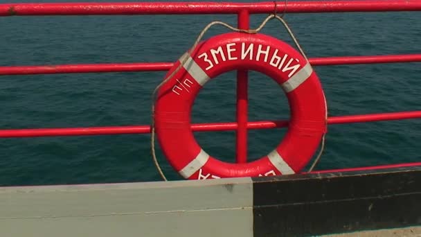 Snake Island Black Sea Ukraine Aug 2008 Lifebuoy Όνομα Του — Αρχείο Βίντεο