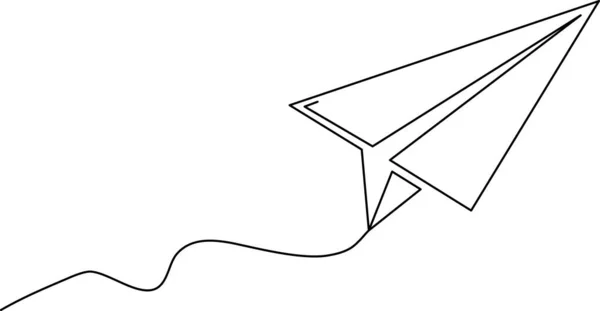 飞行纸飞机的连续直线绘图 — 图库矢量图片