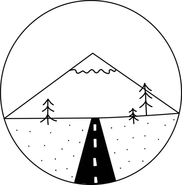 Estrada Para Paisagem Montanhas Ilustração Vetorial —  Vetores de Stock