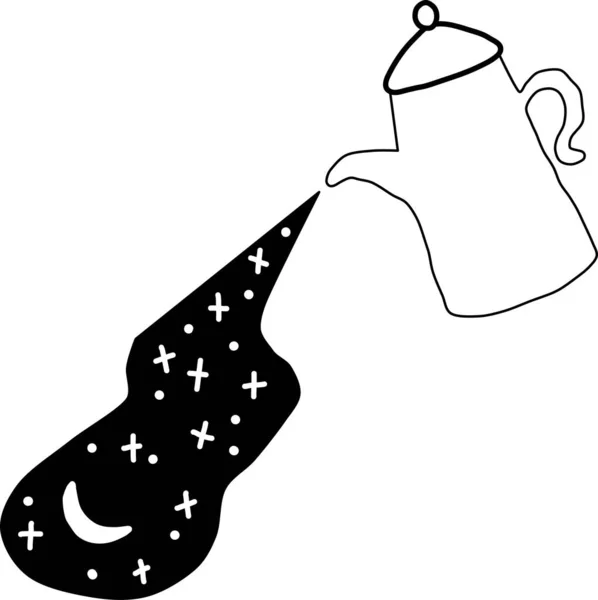 Yıldızlarla dolu bir çaydanlığın vektör çizimi