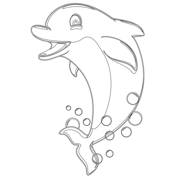 Desenhos Animados Oceano Sealife Golfinho Vetor Gráfico — Vetor de Stock