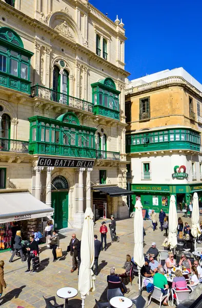 Valletta, Malta, 27 Şubat 2020. Güneşli bir günde Malta Vallletta Şehir Merkezi.    