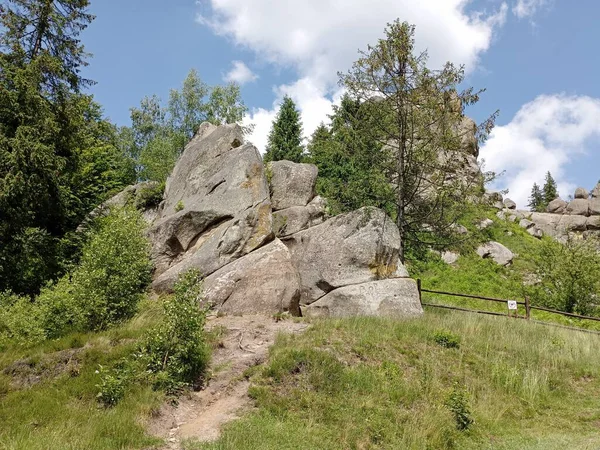 Rock Tustan Kamenná Úleva Ukrajinské Horské Útvary Historická Místa Ukrajiny — Stock fotografie