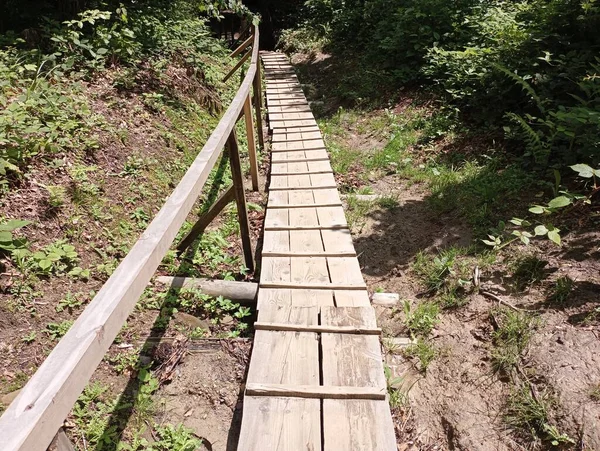 Деревянная Лестница Облегчения Восхождения Гору — стоковое фото