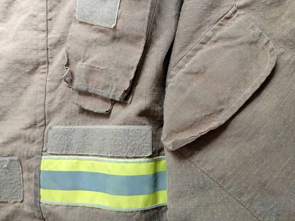 Фрагмент Боевой Одежды Английского Пожарного Карманы Рукавах — стоковое фото