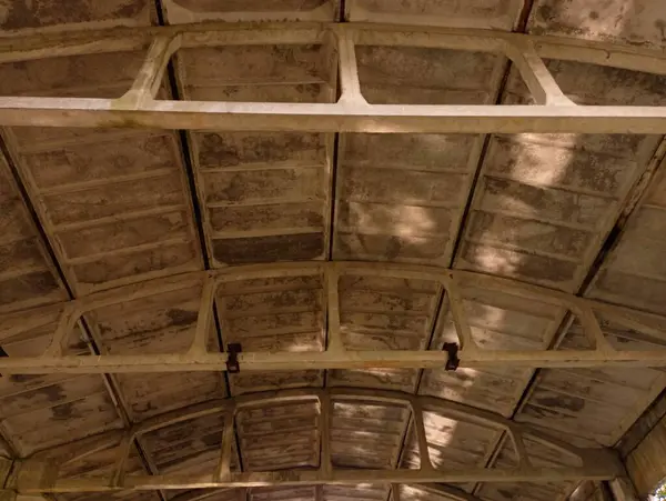 stock image Concrete ceiling made of concrete trusses and slabs in the premises of industrial production.