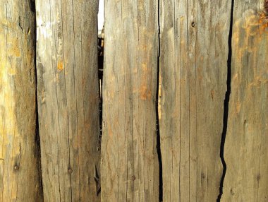 Background of old varnished boards. Wooden boards knocked together with traces of old varnish. clipart