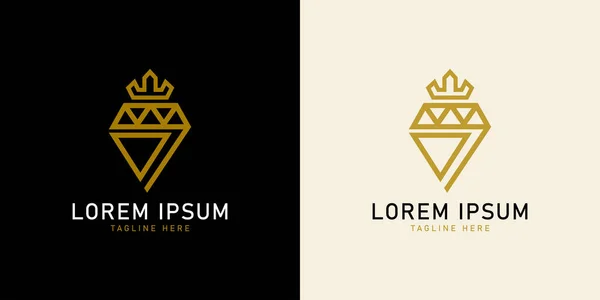 Elmas taşı logosu ve kral tacı. Markalar için uygun güzellik, kristal altın, mücevher, lüks. Basit tasarım düzenlenebilir