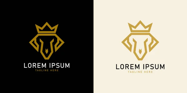 Taçlı altın aslan logosu. Basit tasarım düzenlenebilir