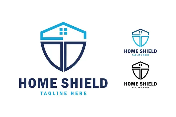 Ev ve kalkan logosu. Emlak logosu, mimari ve inşaat için uygun. Vektör çizimi, simge, logo tasarımı. Basit tasarım düzenlenebilir