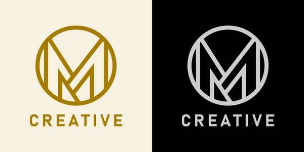Dairesel şekilli M harfi logosu. Basit vektör tasarımı düzenlenebilir