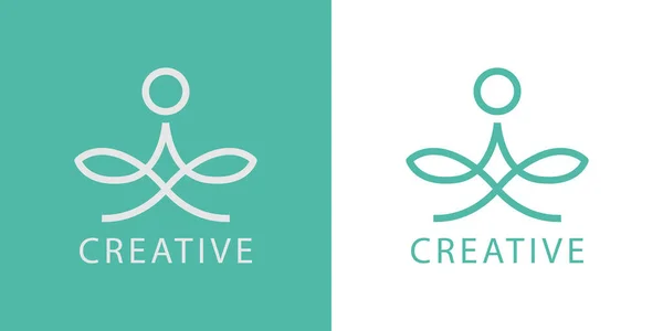 Yoga stüdyosu logosu tasarımı. Meditasyon sembolü. Zen ahengi denge işareti. Basit tasarım düzenlenebilir