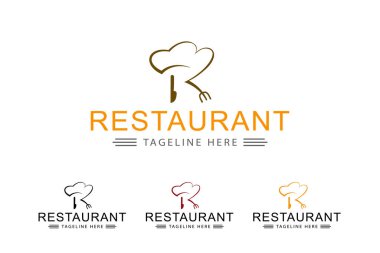 Aşçı şapkalı R harfi logosu. Restoran logoları, aşçılar, gıda mağazaları için uygun. Basit logo tasarımı düzenlenebilir.