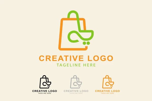 Sonsuz alışveriş logosu. Alışveriş çantası ve alışveriş arabasıyla sonsuzluğun kombinasyonu. Perakende satış mağazası logosu, mağaza, dükkan vs. için uygun. Basit logo tasarımı düzenlenebilir.