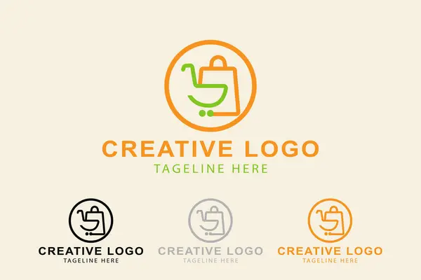 Alışveriş logosu. Alışveriş çantasıyla alışveriş arabasının kombinasyonu. Perakende satış mağazası logosu, mağaza, dükkan vs. için uygun. Basit logo tasarımı düzenlenebilir.