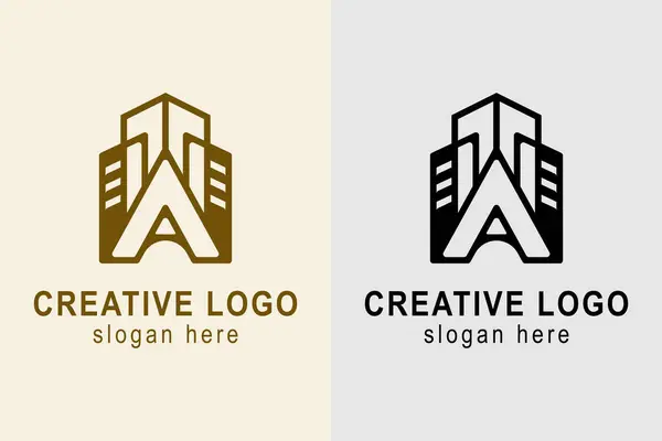 Bina logosu. A harfi bina logosu. Apartman logosu, emlak, otel, bina vs. için uygun. Basit logo tasarımı düzenlenebilir.