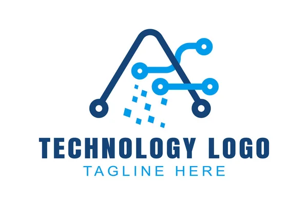 Teknoloji logosu. harfler soyut logo A. monogram logo konsepti. Basit tasarım düzenlenebilir