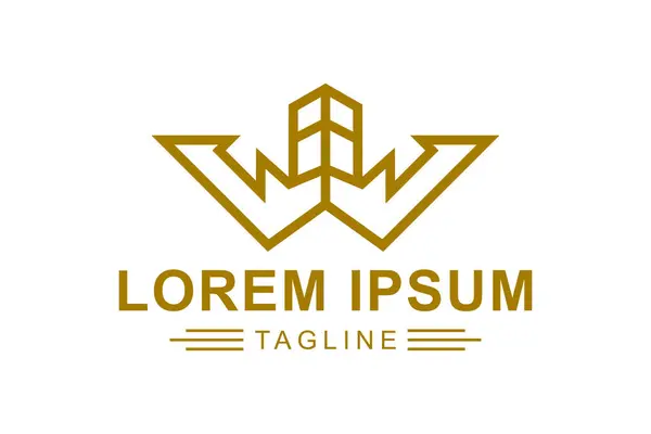 Bina logosu. W harfi ve bina soyut logosu. Yaratıcı logo uzmanı. Basit tasarım düzenlenebilir