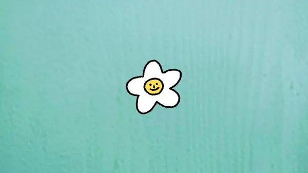 花の異なる色のアイコンを持つ着色された背景 — ストック写真