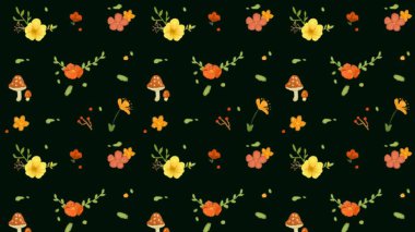 Çiçekler ve yapraklarla kusursuz bir desen. vektör illüstrasyonu