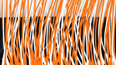 Siyah arkaplanda turuncu ve beyaz çizgili bir tablo