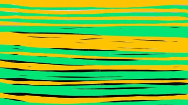 Siyah beyaz kedili yeşil ve sarı çizgili bir arka plan.