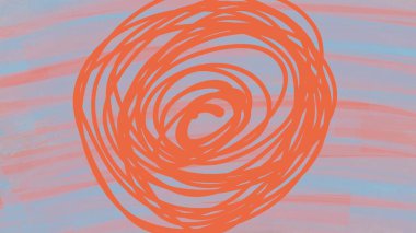 Mavi ve pembe arkaplanda bir spiral çizimi