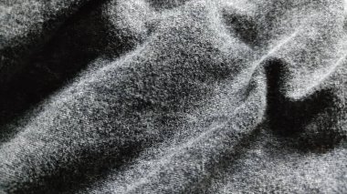 Arkaplan ve duvar kağıdı için buruşmuş siyah beyaz kumaş dokusu.