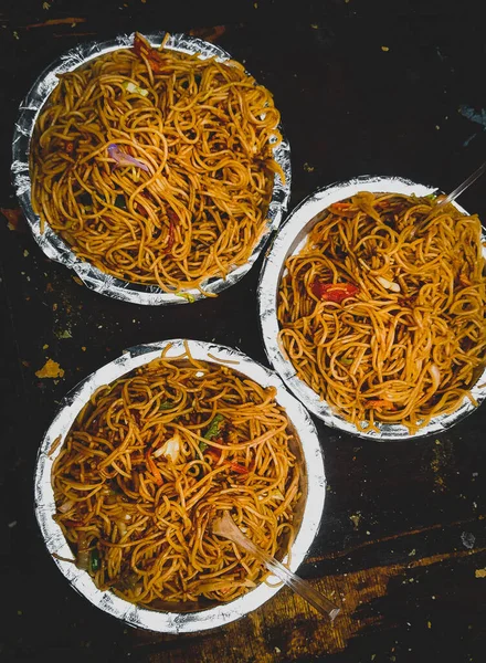 Street Food Chow Mean Focussing Noodles — Stock Photo, Image