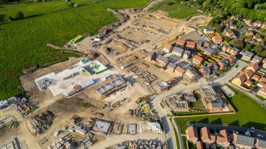 Yeni konut inşaatının havadan görünüşü