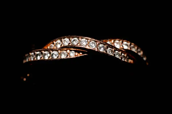 Wedding Diamond Ring Black Background — Stock Photo, Image